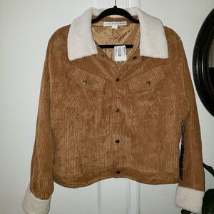 HYFVE Corduroy Faux Fur Cropped Jacket
